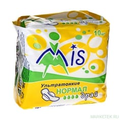 Прокладки "MIS" ультратонкие нормал софт 4 капли (10 шт.упак) Прокладки "MIS" ультратонкие нормал софт 4 капли (10 шт.упак)