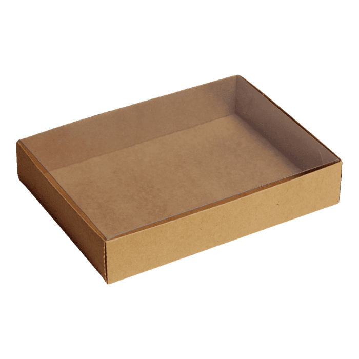 Упаковка для конфет с прозрачной плоской крышкой UKONF ForGenika 140*105*25