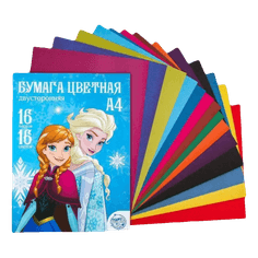 Бумага цветная двусторонняя А4, 16 листов «Холодное сердце» 16 цветов Бумага цветная двусторонняя А4, 16 листов «Холодное сердце» 16 цветов