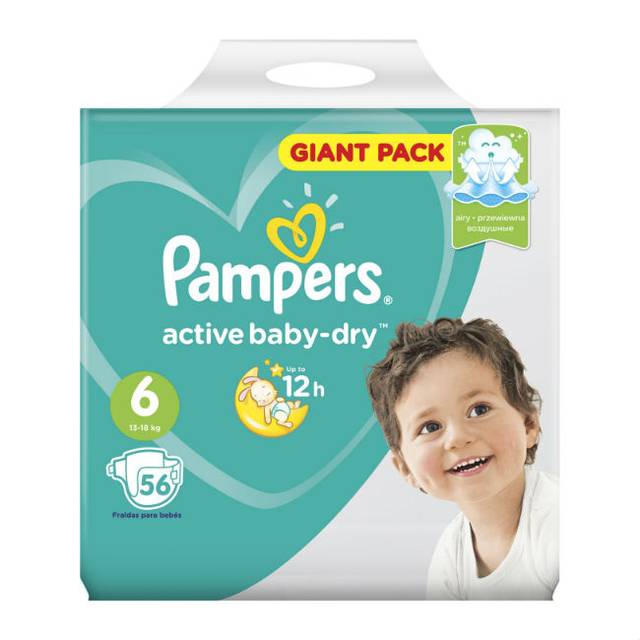 Подгузники "Рampers Active Baby Extra 6" 13-18 кг/56 шт.