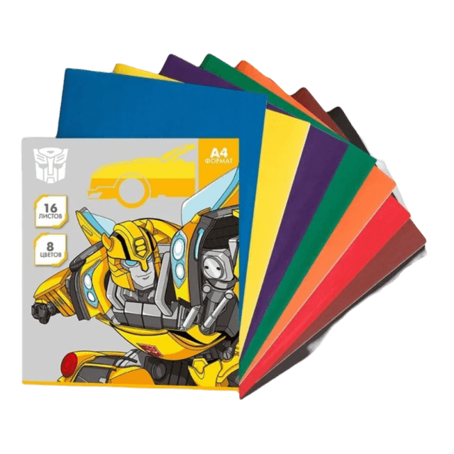 Бумага цветная двусторонняя А4, 16 листов "Transformers" 8 цветов