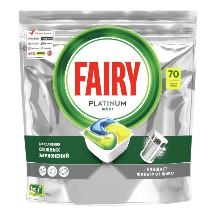Таблетки для посудомоечных машин "Fairy" Platinum "Все в 1" Лимон (27 шт.упак) Таблетки для посудомоечных машин "Fairy" Platinum "Все в 1" Лимон (27 шт.упак)