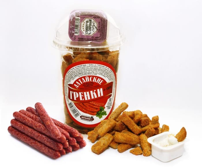Сухарики Алтайские Гренки 130 гр Стакан, Ржано-пшен вкус охотничьи колбаски Сухарики Алтайские Гренки 130 гр Стакан, Ржано-пшен вкус охотничьи колбаски
