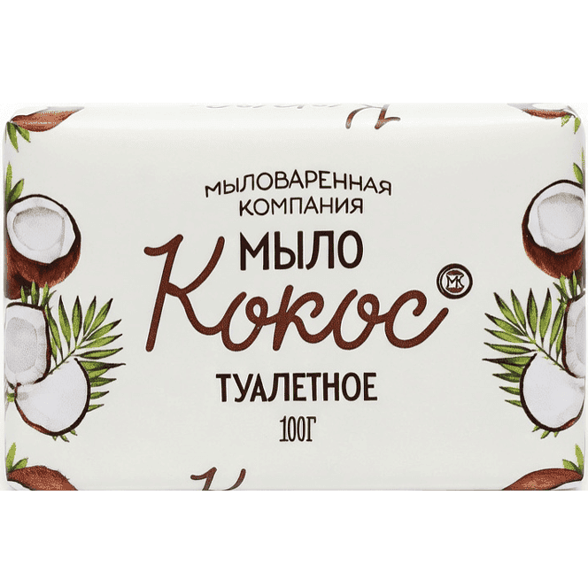 Мыло кусковое 100 г туалетное в цветной обертке ММК, Кокос Мыло кусковое 100 г туалетное в цветной обертке ММК, Кокос