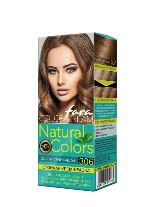 Краска для волос FARA Natural Colors 150г, 306 Золотой каштан Краска для волос FARA Natural Colors 150г, 306 Золотой каштан