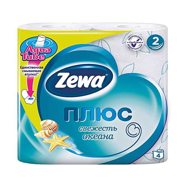 Туалетная бумага 2-х/двухслойная "Zewa" с запахом (4 рул.упак), Океаническая свежесть Арт 144053