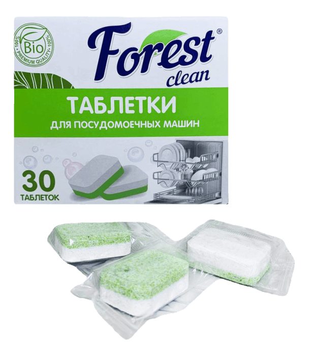 Таблетки для посудомоечных машин "FOREST Clean" (30 шт.упак) Таблетки для посудомоечных машин "FOREST Clean" (30 шт.упак)