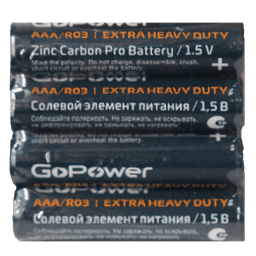 Батарейка мизинчик черная GoPower AAA Carbon Zinc солевая Батарейка мизинчик черная GoPower AAA Carbon Zinc солевая