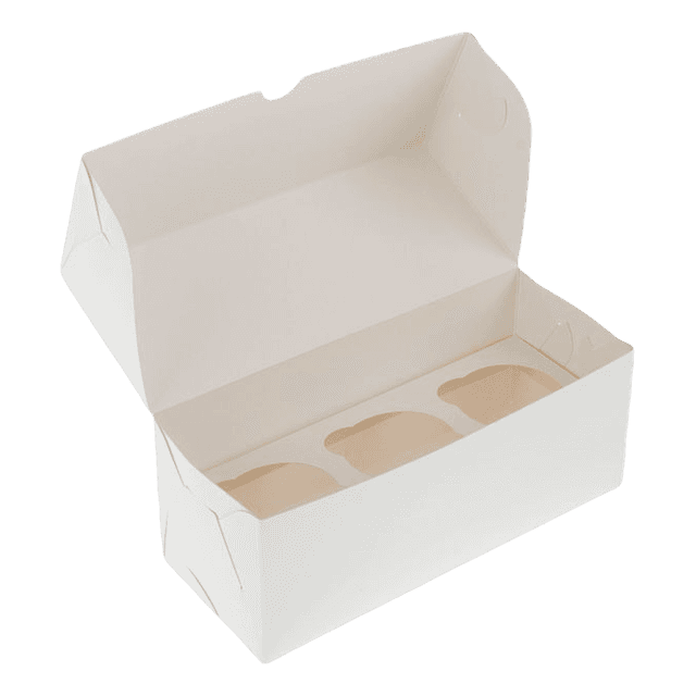 Короб картонный для десертов 250*100*100 мм белый под 3 капкейка Pasticciere