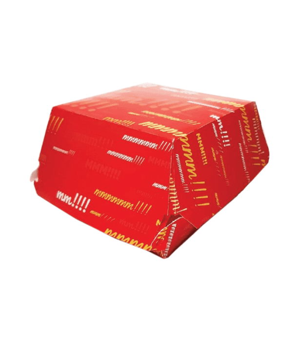 Коробка бумажная для гамбургера 140*140*70 КРАСНАЯ большая