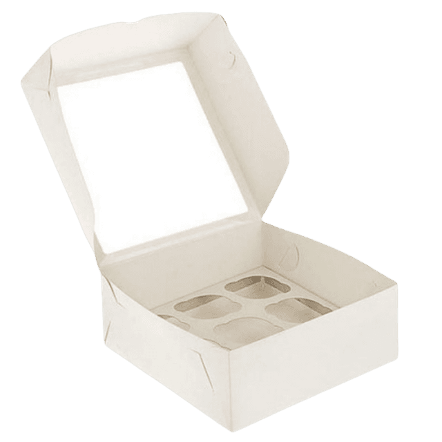 Короб картонный для десертов 250*250*100 мм белый под 9 капкейков с ОКНОМ