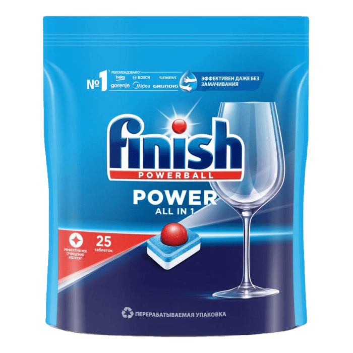 Средство для мытья посуды "FINISH" POWER для посудомоечных машин (25 шт.упак)