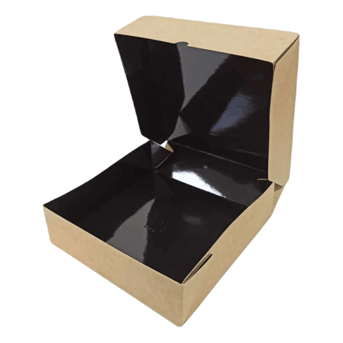 Контейнер бумажный на вынос 1500 мл 200*200*40 мм ECO TABOX PRO Black Edition, черный внутри, Крафт Контейнер бумажный на вынос 1500 мл 200*200*40 мм ECO TABOX PRO Black Edition, черный внутри, Крафт