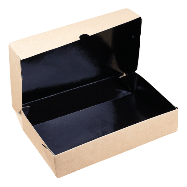 Контейнер бумажный на вынос 500 мл 170*70*40 мм ECO Tabox PRO Black Edition, черный внутри, Крафт Контейнер бумажный на вынос 500 мл 170*70*40 мм ECO Tabox PRO Black Edition, черный внутри, Крафт