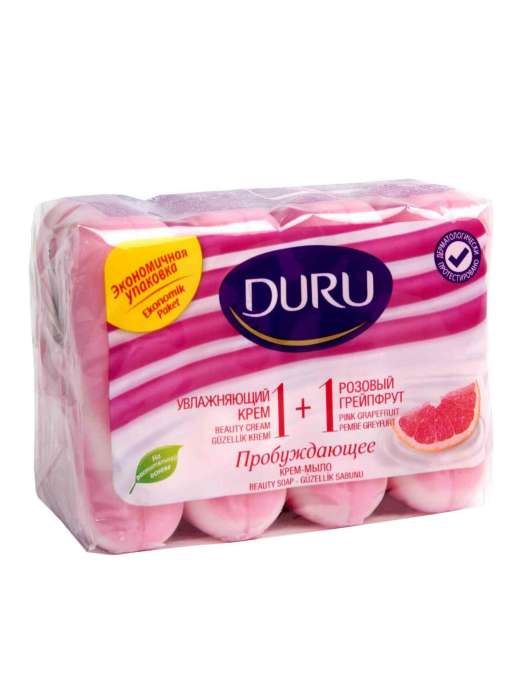 Крем-мыло кусковое 80 г туалетное "DURU" 1+1 (4 шт.упак), Розовый грейпфрут