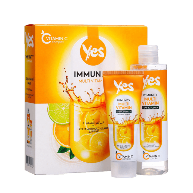 Подарочный набор YES Immunity: Гель для душа Витамин С, 250 мл + Крем для рук Витамин С, 75 мл