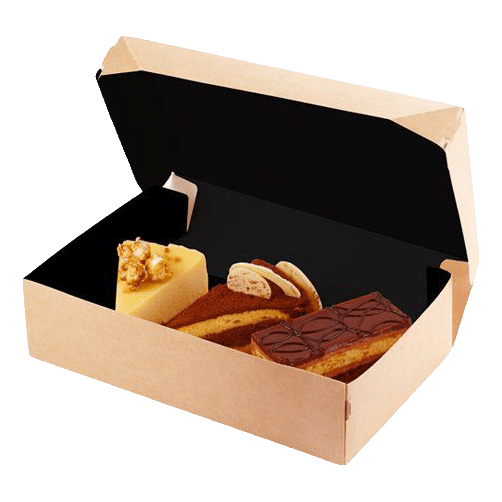 Упаковка бумажная для десертов 1200 мл ECO CAKE 150*100*85 мм "Black Edition", черный внутри Упаковка бумажная для десертов 1200 мл ECO CAKE 150*100*85 мм "Black Edition", черный внутри