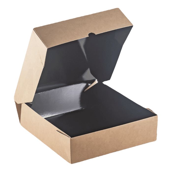 Контейнер бумажный на вынос 1555 мл 200*200*55 мм OSQ Eco Tabox PRO Black Edition, черный внутри, Крафт Контейнер бумажный на вынос 1555 мл 200*200*55 мм OSQ Eco Tabox PRO Black Edition, черный внутри, Крафт