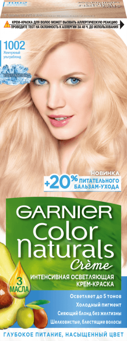 Крем-краска для волос "Garnier" Color Naturals, №1002 Жемчужный ультраблонд Крем-краска для волос "Garnier" Color Naturals, №1002 Жемчужный ультраблонд