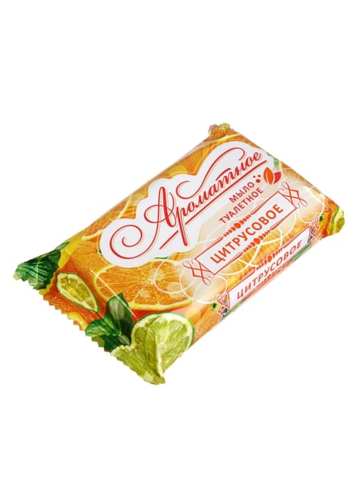 Мыло кусковое 90 г туалетное "АРОМАТНОЕ", Цитрусовое Мыло кусковое 90 г туалетное "АРОМАТНОЕ", Цитрусовое