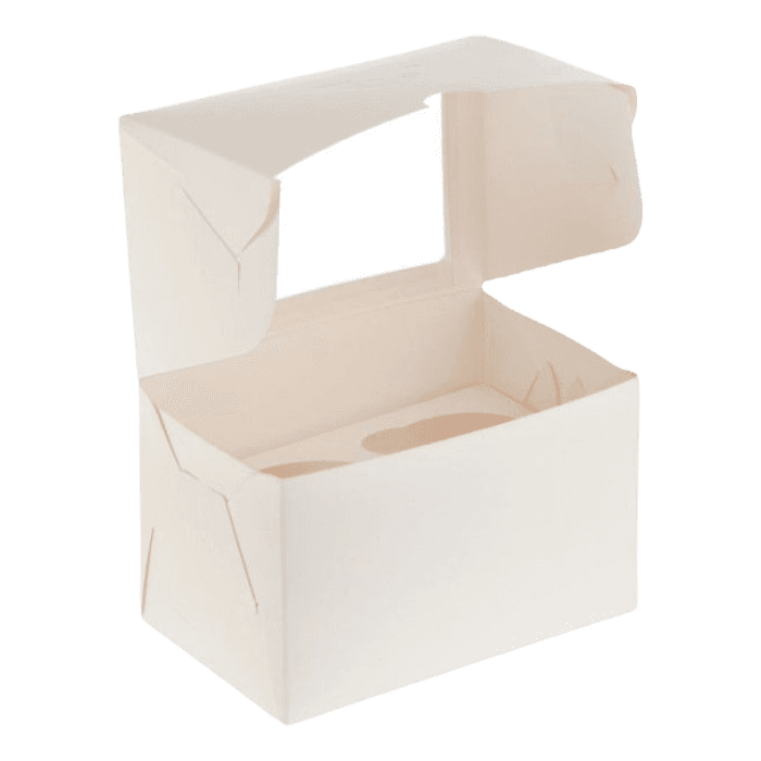 Короб картонный для десертов 100*160*100 мм белый под 2 капкейка с ОКНОМ Pasticciere