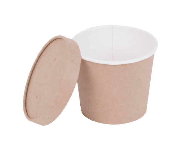 Контейнер/салатник/супница бумажный круглый 400 мл OSQ Round Bowl D-100 мм, для супов, без крышки