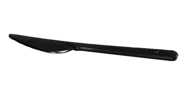 Нож одноразовый пластиковый столовый 170 мм ЧЕРНЫЙ Люкс Ч
