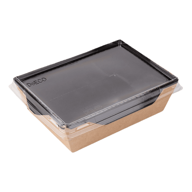Салатник бумажный 450 мл с прозрачной крышкой 114*82*55 мм ECO OpSalad Black Edition, Крафт