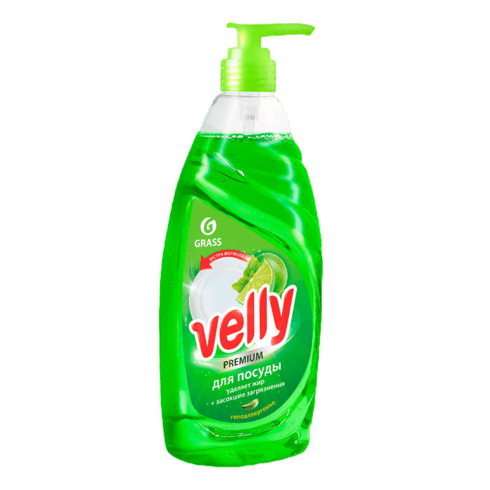 Средство для мытья посуды 1 л "Velly" Premium лайм и мята Grass Средство для мытья посуды 1 л "Velly" Premium лайм и мята Grass