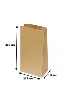 Пакет бумажный 215*118*305 КРАФТ, П-дно Пакет бумажный 215*118*305 КРАФТ, П-дно