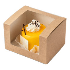 Контейнер бумажный универсальный OSQ Square cut pastry window box 130*110*80 мм с окном, Крафт E Контейнер бумажный универсальный OSQ Square cut pastry window box 130*110*80 мм с окном, Крафт E