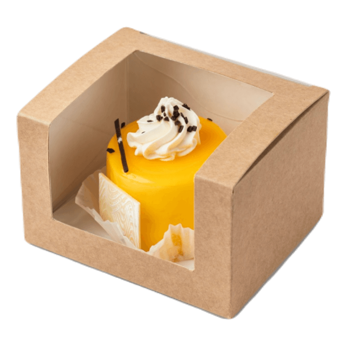 Контейнер бумажный универсальный OSQ Square cut pastry window box 130*110*80 мм с окном, Крафт E Контейнер бумажный универсальный OSQ Square cut pastry window box 130*110*80 мм с окном, Крафт E