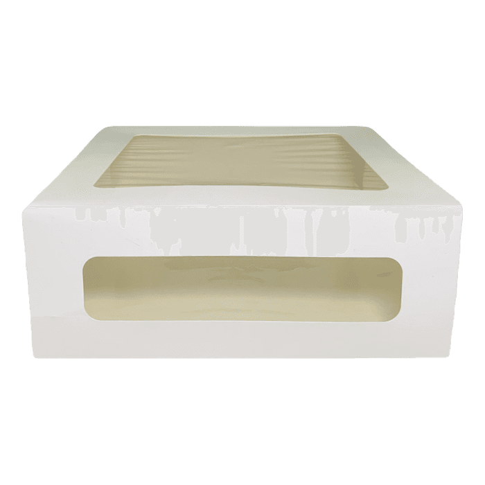 Короб картонный для десертов/тортница 260*260*200 мм БЕЛЫЙ с окном Strong Window White
