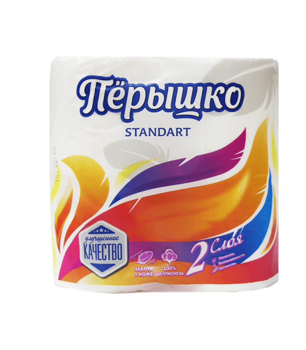 Туалетная бумага 2-х/двухслойная "Перышко" Стандарт (4 шт.упак)