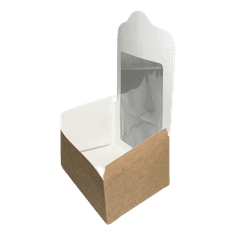 Контейнер бумажный универсальный OSQ Square cut pastry window box 130*110*80 мм с окном, Крафт E Контейнер бумажный универсальный OSQ Square cut pastry window box 130*110*80 мм с окном, Крафт E