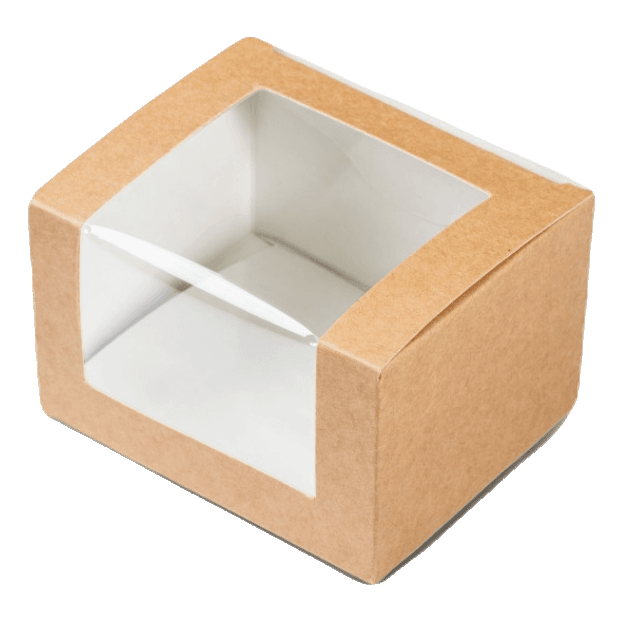 Контейнер бумажный универсальный OSQ Square cut pastry window box 130*110*80 мм с окном, Крафт E Контейнер бумажный универсальный OSQ Square cut pastry window box 130*110*80 мм с окном, Крафт E
