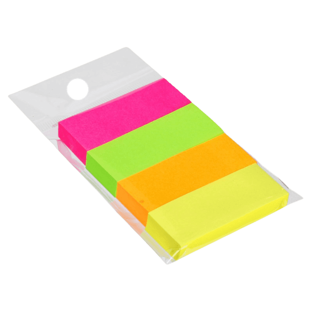 Блок-закладки с клеевым краем бумажные 12*50 мм 4 цвета/ 80 л Neon