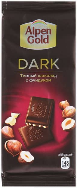 Шоколад "Alpen Gold" 85г, темный с фундуком Шоколад "Alpen Gold" 85г, темный с фундуком