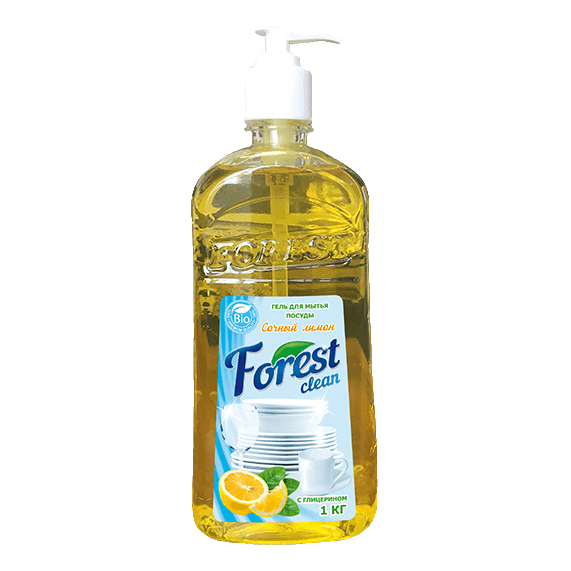 Средство для мытья посуды 1 л "FOREST Clean" дозатор/гель, Сочный лимон