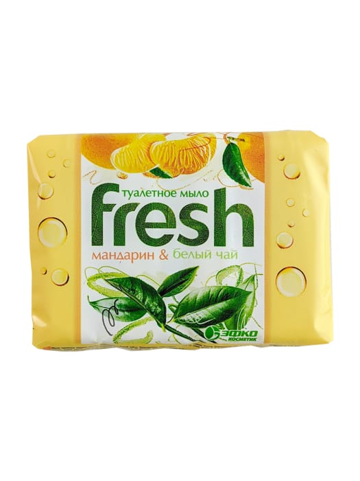 Мыло кусковое 75 г туалетное "Fresh" (4 шт.упак) ЭФКО, Мандарин и белый чай Мыло кусковое 75 г туалетное "Fresh" (4 шт.упак) ЭФКО, Мандарин и белый чай