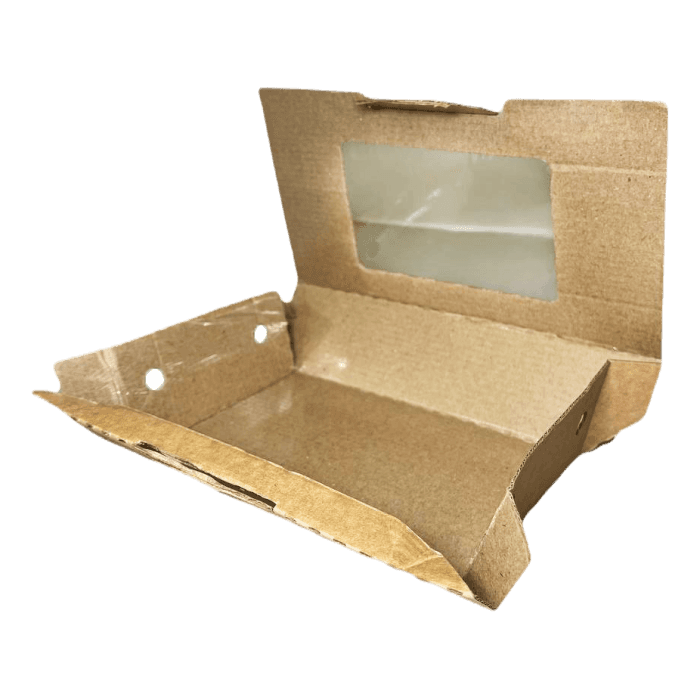 Короб бумажный для суши и кондитерских изделий 165*110*50 с окном ламинацией, бурый