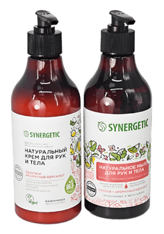 Подарочный набор Мыло жидкое 380 мл + крем для рук и тела 380 мл SYNERGETIC Beauty Set 2.3 Подарочный набор Мыло жидкое 380 мл + крем для рук и тела 380 мл SYNERGETIC Beauty Set 2.3