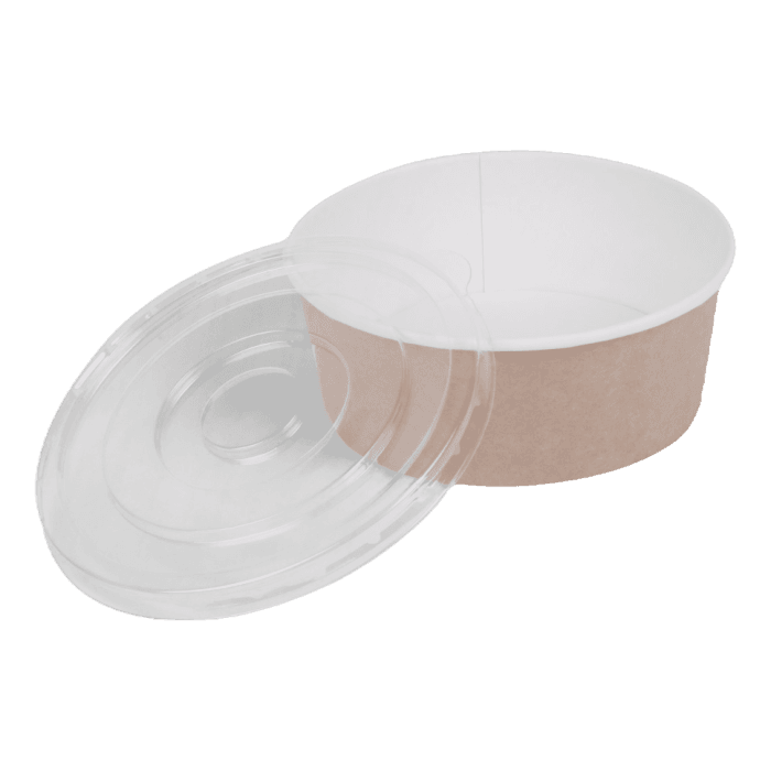 Контейнер/салатник/супница бумажный круглый 750 мл OSQ Round Bowl D-150 мм + крышка купольная DOME LID, Крафт КОМПЛЕКТ Контейнер/салатник/супница бумажный круглый 750 мл OSQ Round Bowl D-150 мм + крышка купольная DOME LID, Крафт КОМПЛЕКТ