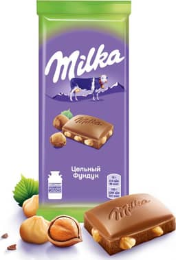Шоколад "Milka" 80 г, Фундук Цельный Шоколад "Milka" 80 г, Фундук Цельный