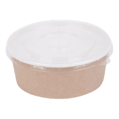 Контейнер/салатник/супница бумажный круглый 750 мл OSQ Round Bowl D-150 мм + крышка купольная DOME LID, Крафт КОМПЛЕКТ Контейнер/салатник/супница бумажный круглый 750 мл OSQ Round Bowl D-150 мм + крышка купольная DOME LID, Крафт КОМПЛЕКТ
