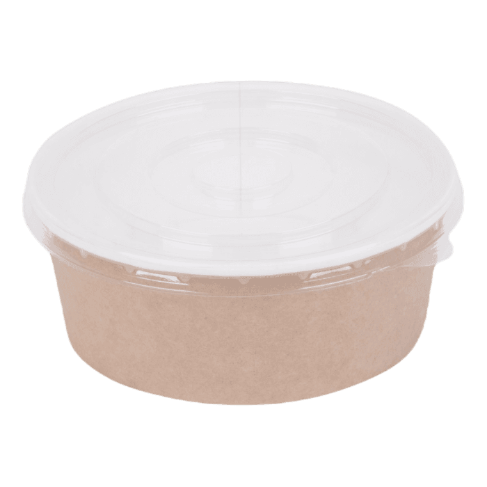 Контейнер/салатник/супница бумажный круглый 750 мл OSQ Round Bowl D-150 мм + крышка купольная DOME LID, Крафт КОМПЛЕКТ Контейнер/салатник/супница бумажный круглый 750 мл OSQ Round Bowl D-150 мм + крышка купольная DOME LID, Крафт КОМПЛЕКТ