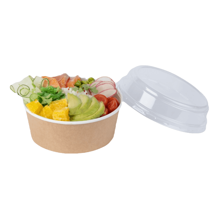 Контейнер/салатник/супница бумажный круглый 750 мл OSQ Round Bowl D-150 мм + крышка купольная DOME LID, Крафт КОМПЛЕКТ Контейнер/салатник/супница бумажный круглый 750 мл OSQ Round Bowl D-150 мм + крышка купольная DOME LID, Крафт КОМПЛЕКТ