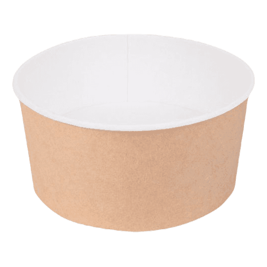 Контейнер/салатник бумажный круглый 1000 мл OSQ Round Bowl D-150 мм + крышка плоская FLAT LID КОМПЛЕКТ