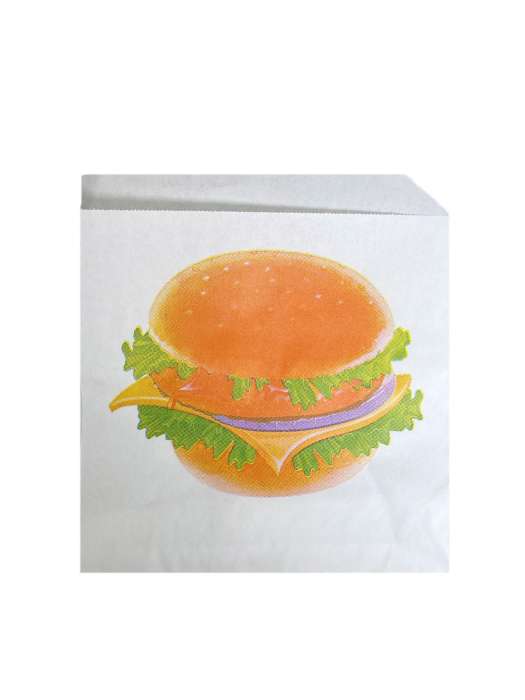 Уголок для гамбургера 175*150 БЕЛЫЙ С ПЕЧАТЬЮ "Гамбургер"