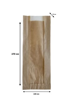 Пакет бумажный 270*100*30 КРАФТ, с окном 30*40, V-дно Пакет бумажный 270*100*30 КРАФТ, с окном 30*40, V-дно